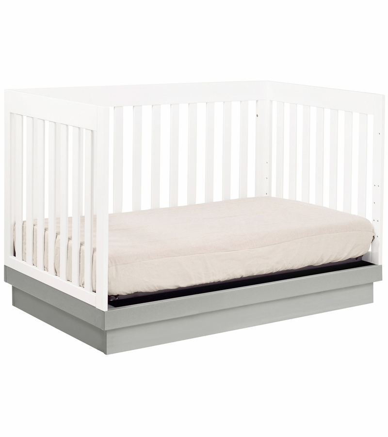 Babyletto Harlow 3in1 Convertible Crib In White Finish, Grey Base and