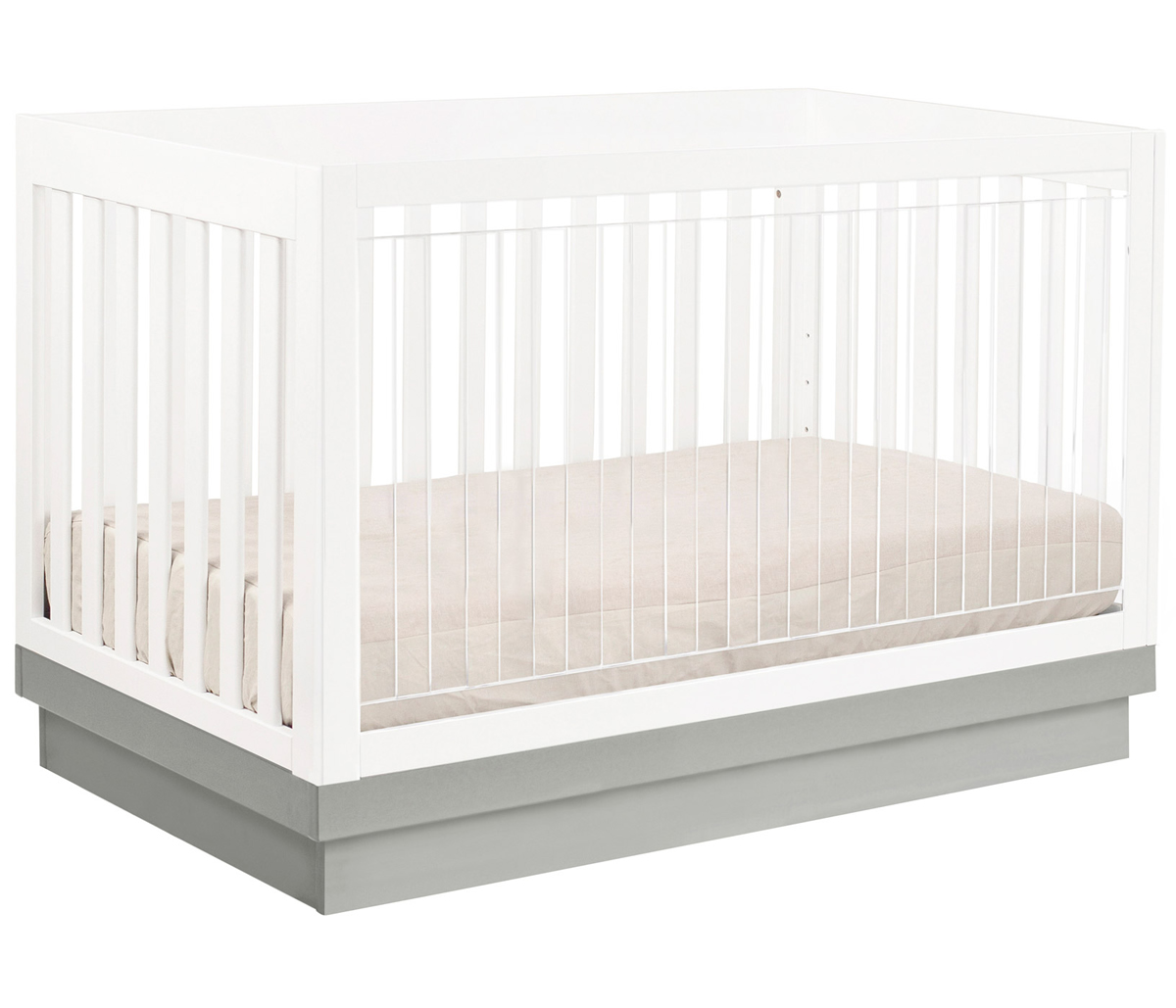 Babyletto Harlow 3in1 Convertible Crib In White Finish, Grey Base and