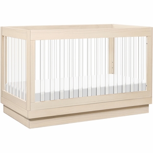 Babyletto Harlow Acrylic 3-in-1 Convertible Crib w/Toddler Bed Conversion Kit - Washed Natural / Acrylic