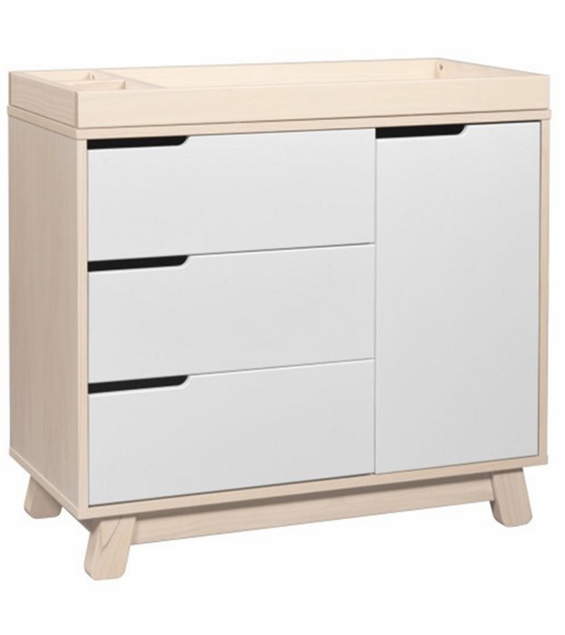 Babyletto Hudson 3Drawer Changer Dresser, KD w/Removable Changing Tray in Washed Natural/White