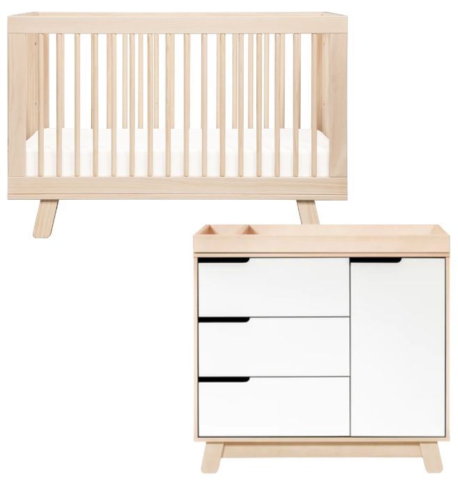 Babyletto Hudson 3in1 Convertible Crib + 3Drawer Changer Dresser Bundle Washed Natural