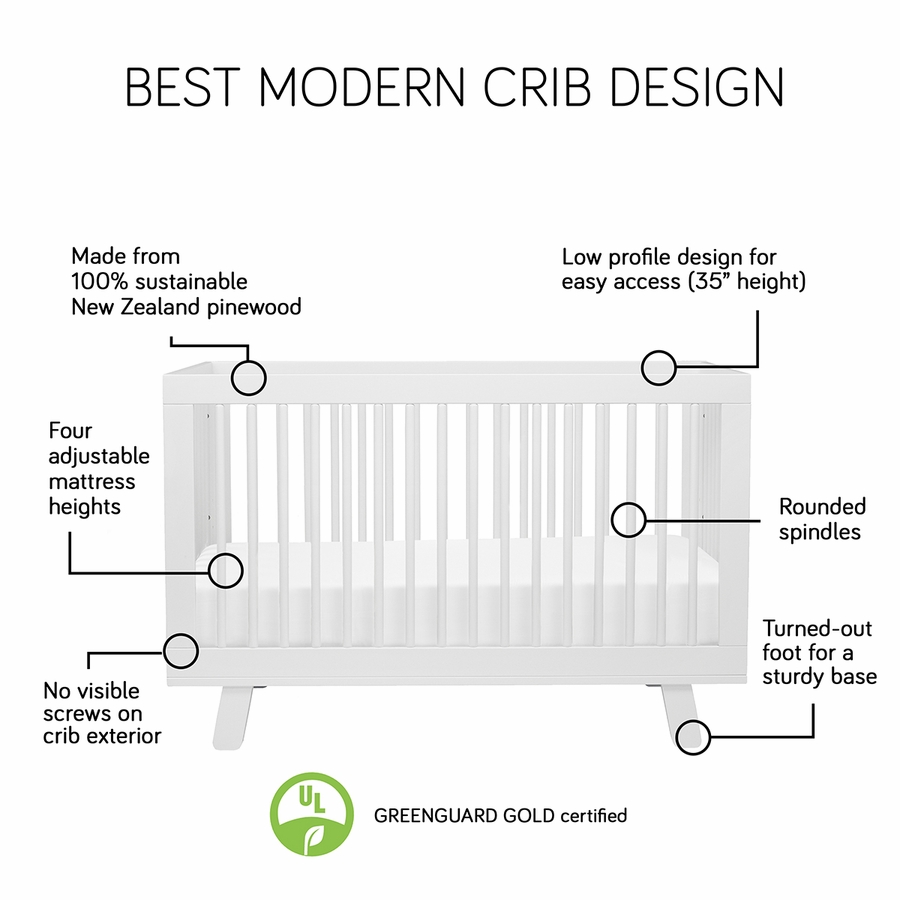 Babyletto Hudson 3in1 Convertible Crib with Toddler Bed Conversion Kit White Finish