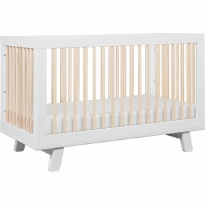Babyletto Hudson 3-in-1 Convertible Crib with Toddler Bed Conversion Kit - White/Washed Natural