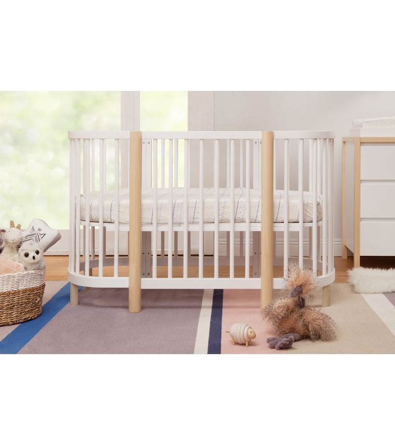 Babyletto Hula Convertible Oval Crib & Mini White/Washed Natural