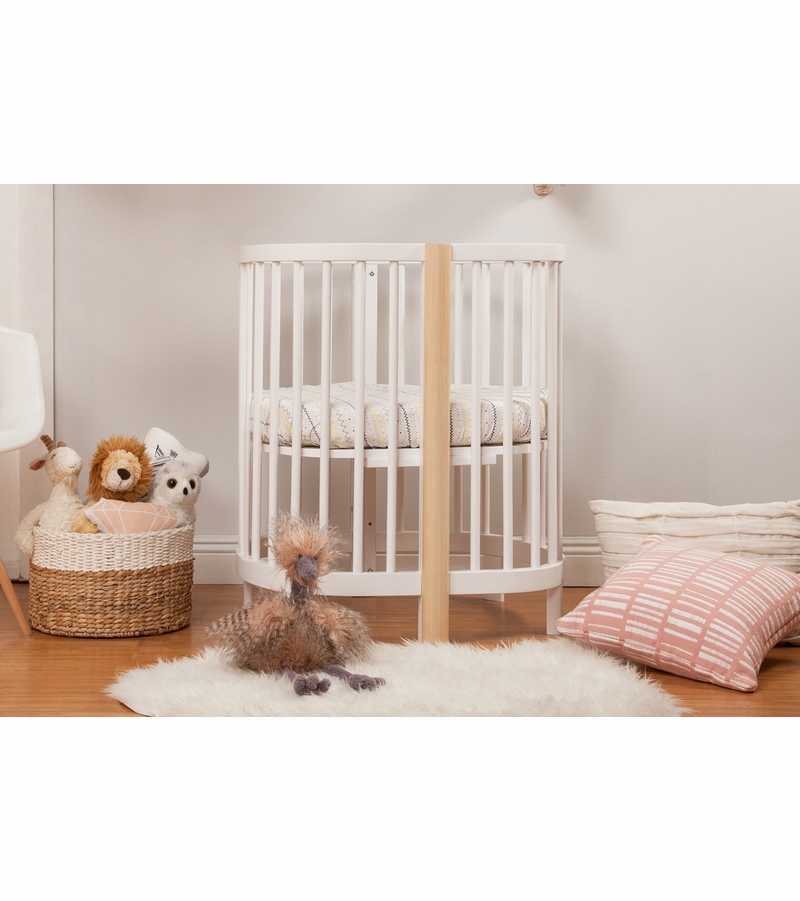 Babyletto Hula Convertible Oval Crib & Mini White/Washed Natural