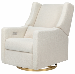 Babyletto Kiwi Electronic Glider Recliner w/ USB - Ivory Boucle w/ Gold Base