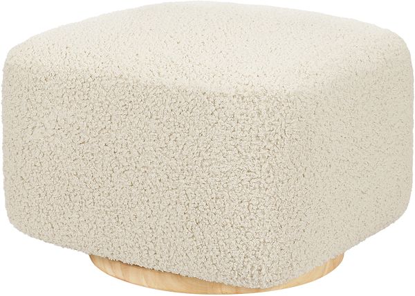 Babyletto Kiwi Gliding Ottoman - Almond Teddy Loop w/ Light Wood Base