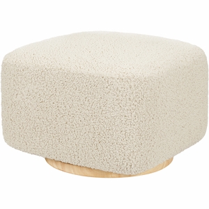 Babyletto Kiwi Gliding Ottoman - Almond Teddy Loop w/ Light Wood Base