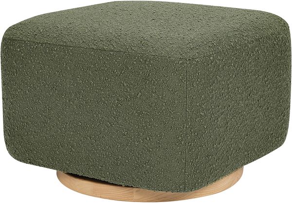 Babyletto Kiwi Gliding Ottoman - Olive Boucle w/ Light Wood Base