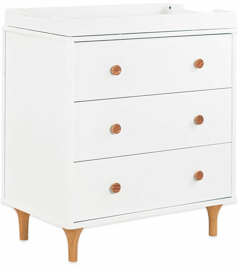 BabyLetto Lolly 3Drawer Changer Dresser, KD with Removable Changing Tray White Natural