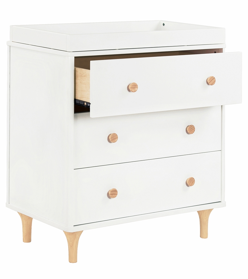BabyLetto Lolly 3Drawer Changer Dresser, KD with Removable Changing Tray White Natural