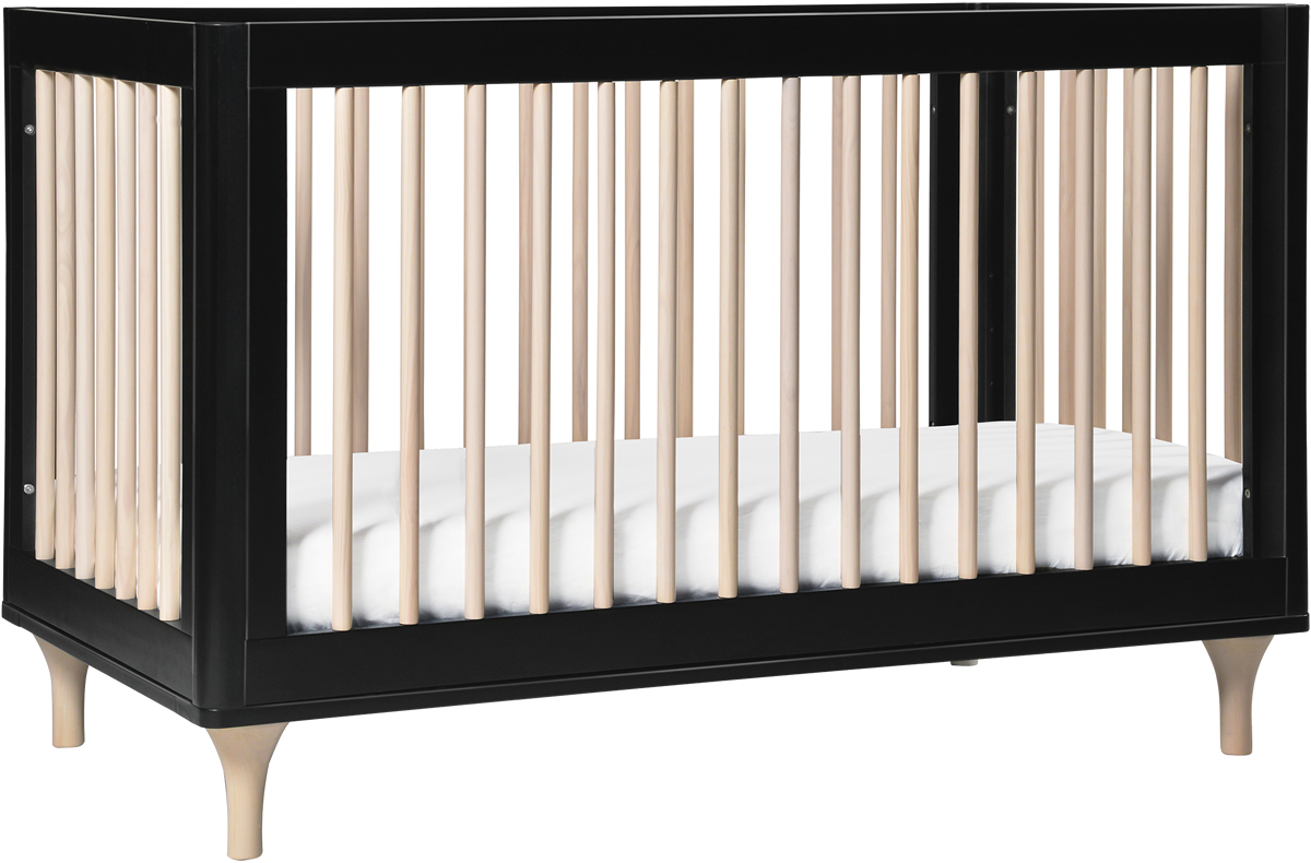 BabyLetto Lolly 3In1 Convertible Crib with Toddler Bed Conversion Kit Black/WashedNatural