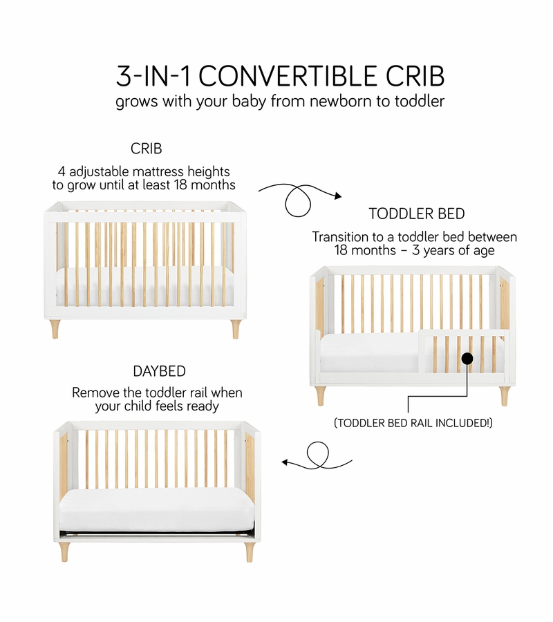 Babyletto Lolly 3In1 Convertible Crib with Toddler Bed Conversion Kit