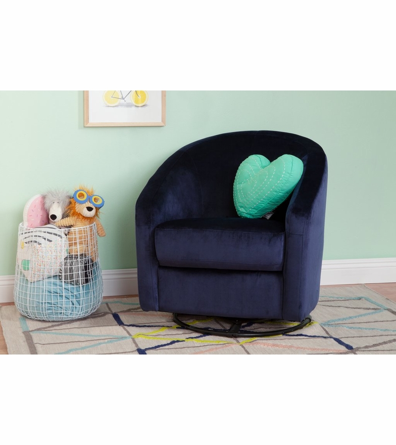 Babyletto Madison Swivel Glider Navy Blue Microsuede