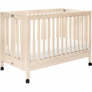 Babyletto Maki Full-Size Portable Folding Crib w/Toddler Bed Conversion Kit - Washed Natural