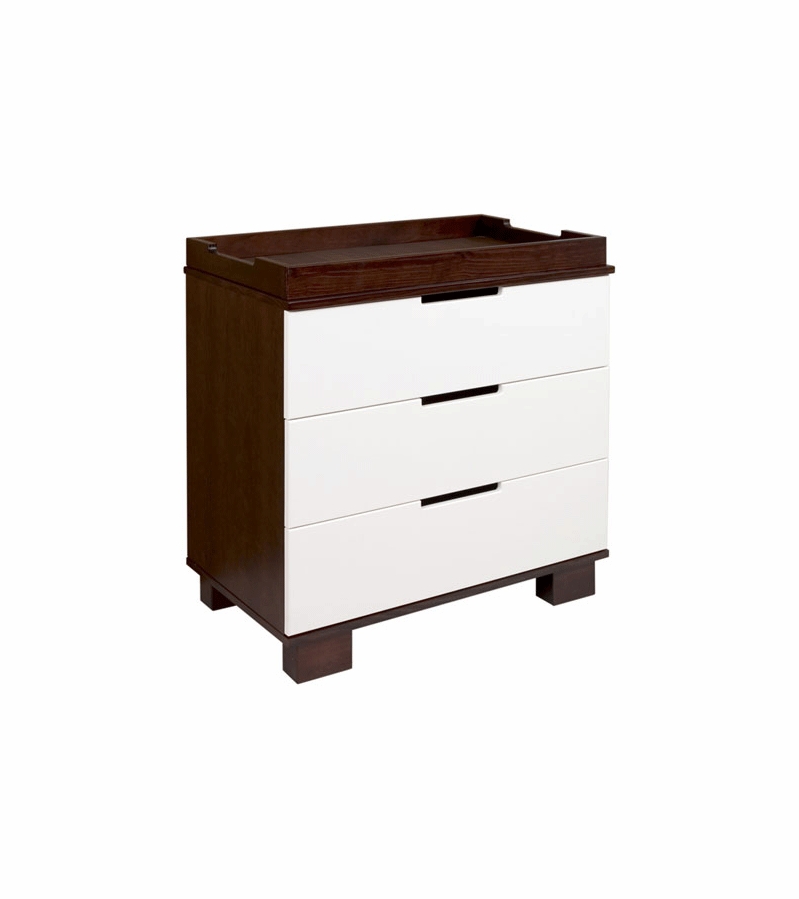 Babyletto Modo 3Drawer Changer Dresser, KD w/Removable Changing Tray in Espresso and White