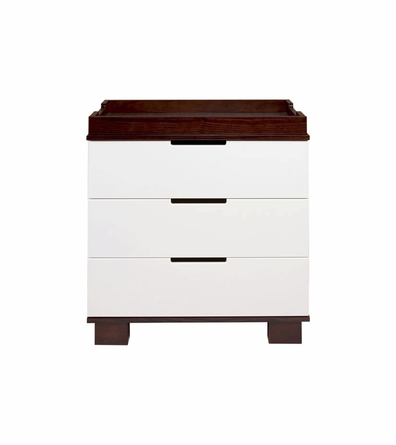 Babyletto Modo 3Drawer Changer Dresser, KD w/Removable Changing Tray in Espresso and White
