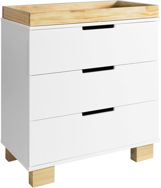 Babyletto Modo 3Drawer Changer Dresser, KD w/Removable Changing Tray in White/Natural