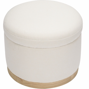 Babyletto Naka Storage Ottoman - Performance Cream Eco-Weave w/ Light Wood Base