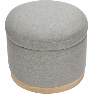 Babyletto Naka Storage Ottoman - Performance Grey Eco-Weave w/ Light Wood Base