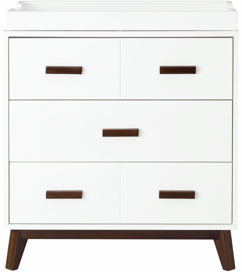 Babyletto Scoot 3Drawer Changer Dresser White/Walnut Finish