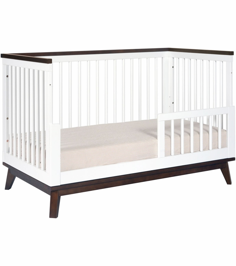 Babyletto Scoot 3in1 Convertible Crib With Toddler Bed Conversion Kit in White/Walnut