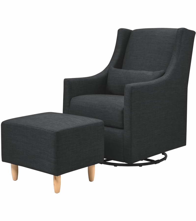BabyLetto Toco Swivel Glider & Ottoman Coal Grey