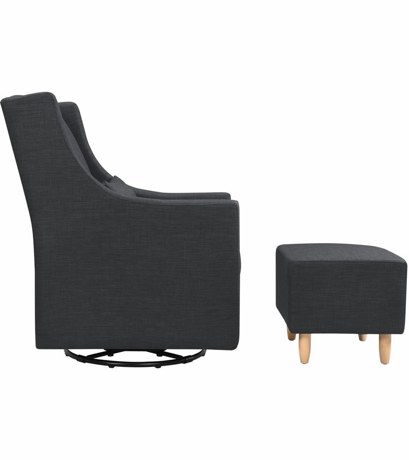 BabyLetto Toco Swivel Glider & Ottoman Coal Grey