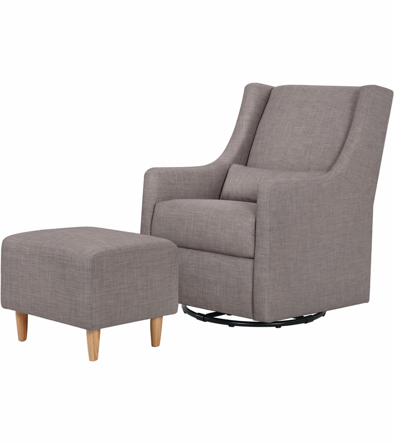 BabyLetto Toco Swivel Glider & Ottoman Grey Tweed