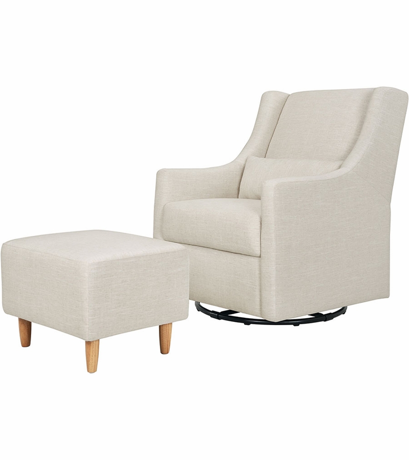 BabyLetto Toco Swivel Glider & Ottoman Linen White