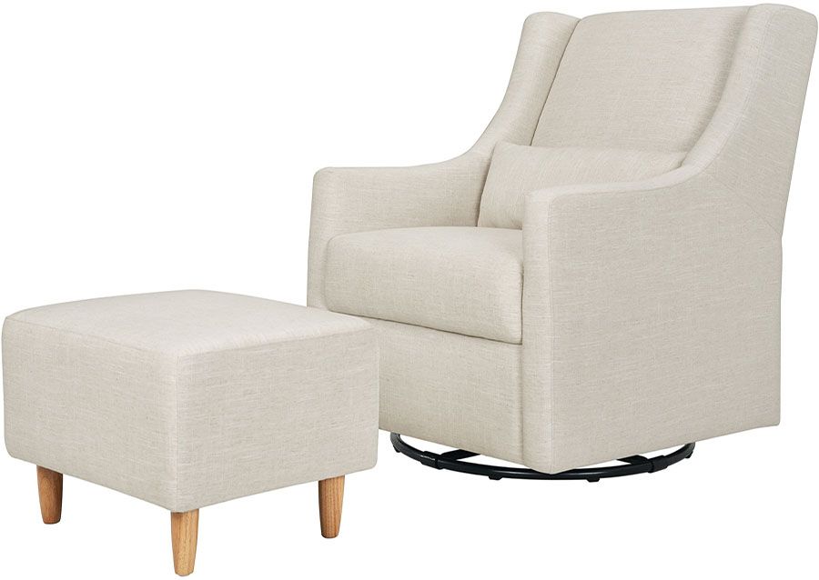 BabyLetto Toco Swivel Glider & Ottoman Linen White