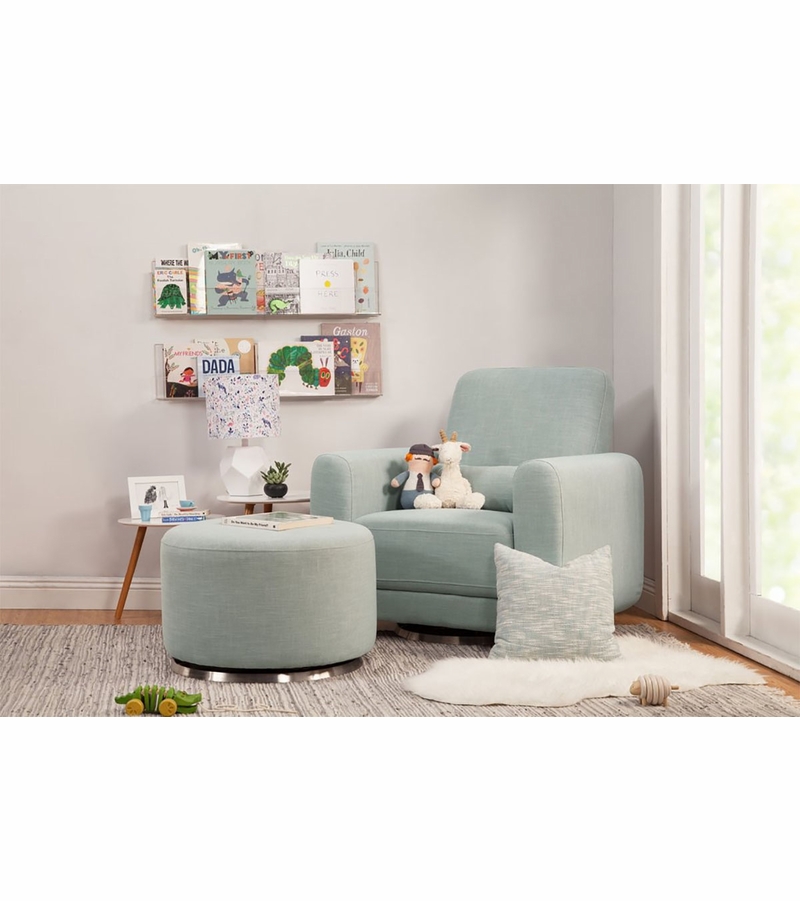 BabyLetto Tuba Swivel Gliding Ottoman Seafoam