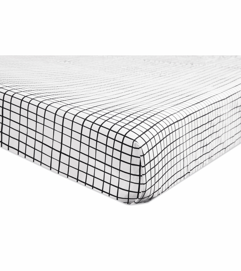 Babyletto Tuxedo Monochrome Grid Fitted Crib Sheet