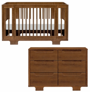 Babyletto Yuzu 8-in-1 Convertible Crib + 6-Drawer Dresser Bundle - Natural Walnut