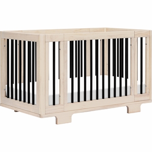 Babyletto Yuzu 8-in-1 Convertible Crib with All-Stages Conversion Kit - Washed Natural / Black