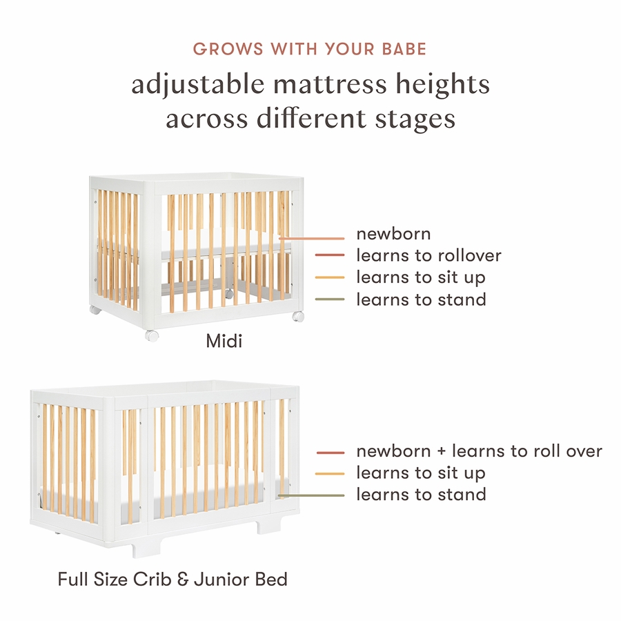 Babyletto Yuzu 8in1 Convertible Crib with AllStages Conversion Kit White / Natural
