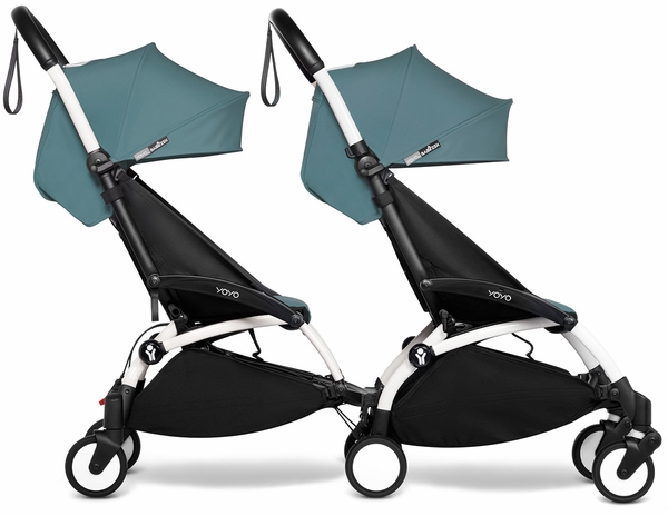 Babyzen YOYO Connect Double Stroller 6+ / 6+ Bundle - White / Aqua