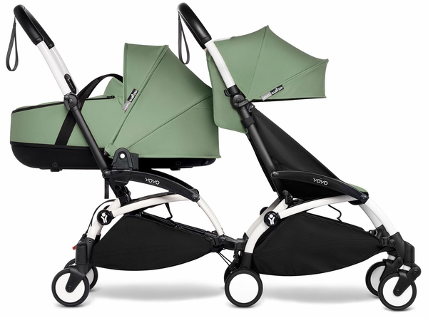 Babyzen YOYO Connect Double Stroller Bassinet / 6+ Bundle - White / Peppermint
