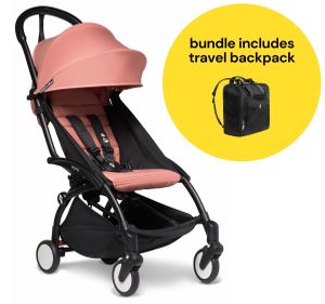 Babyzen YOYO2 Ultra Compact 6+ Stroller + Travel Backpack Bundle - Black / Ginger