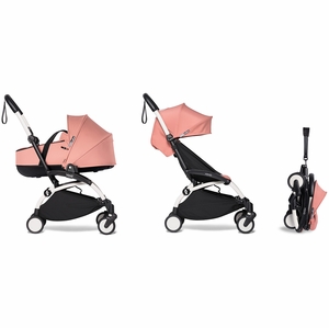 Babyzen YOYO2 Ultra Compact Complete 6+ Stroller with Bassinet Bundle - White/Ginger