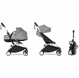 Babyzen YOYO2 Ultra Compact Complete 6+ Stroller with Bassinet Bundle - White/Grey