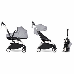 Babyzen YOYO2 Ultra Compact Complete 6+ Stroller with Bassinet Bundle - White / Stone