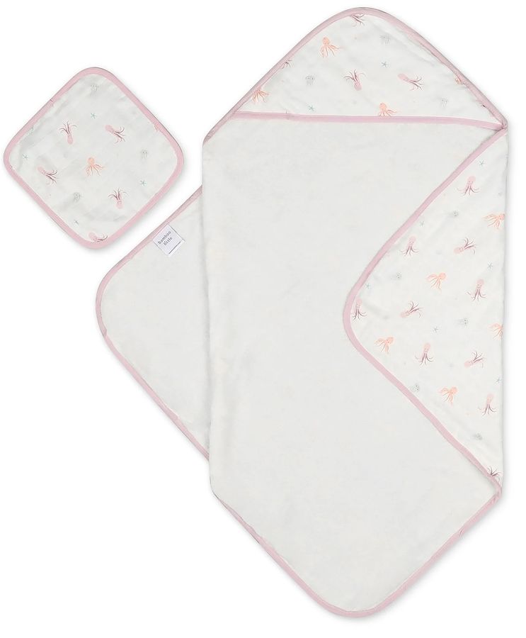 Bamboo Little Hooded Baby Towel & Washcloth Set Octopus