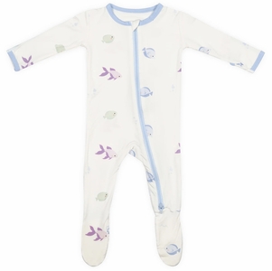 Bamboo Little Zippered Footie - Blue Fish (9-12m)