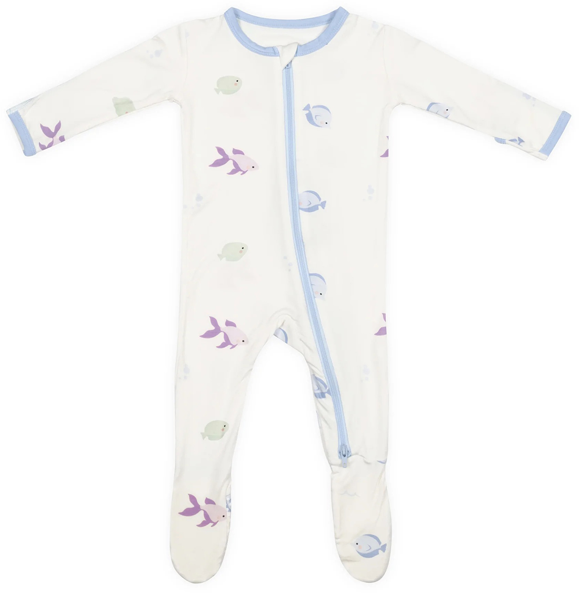 Bamboo Little Zippered Footie - Blue Fish (9-12m)