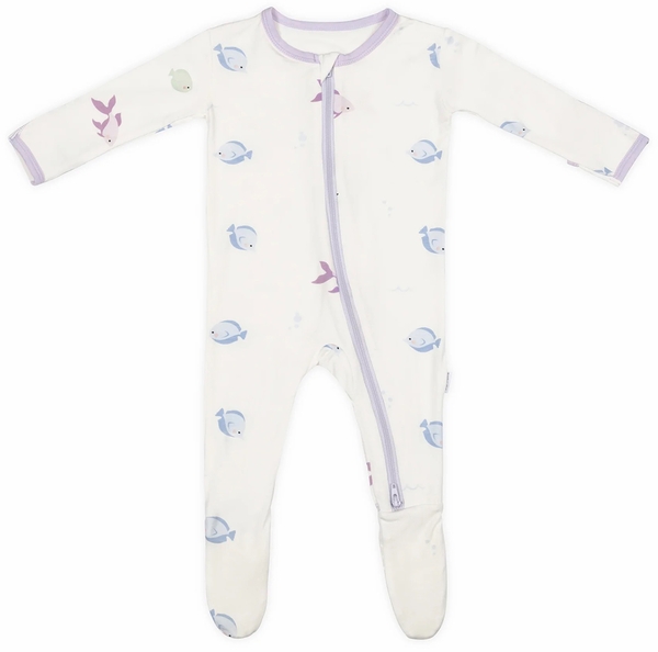 Bamboo Little Zippered Footie - Lavender Fish (6-9m)