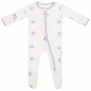 Bamboo Little Zippered Footie - Lavender Fish (6-9m)