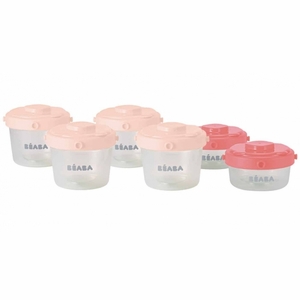 Beaba Clip Containers 2oz/ 4oz, Set of 6 - Pink