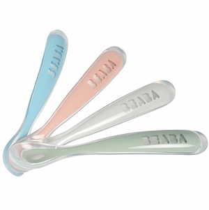 Beaba First Stage Silicone Spoons, Set of 4 - Rose