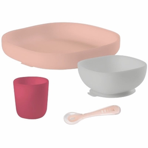 Beaba Silicone Suction Meal Set - Rose